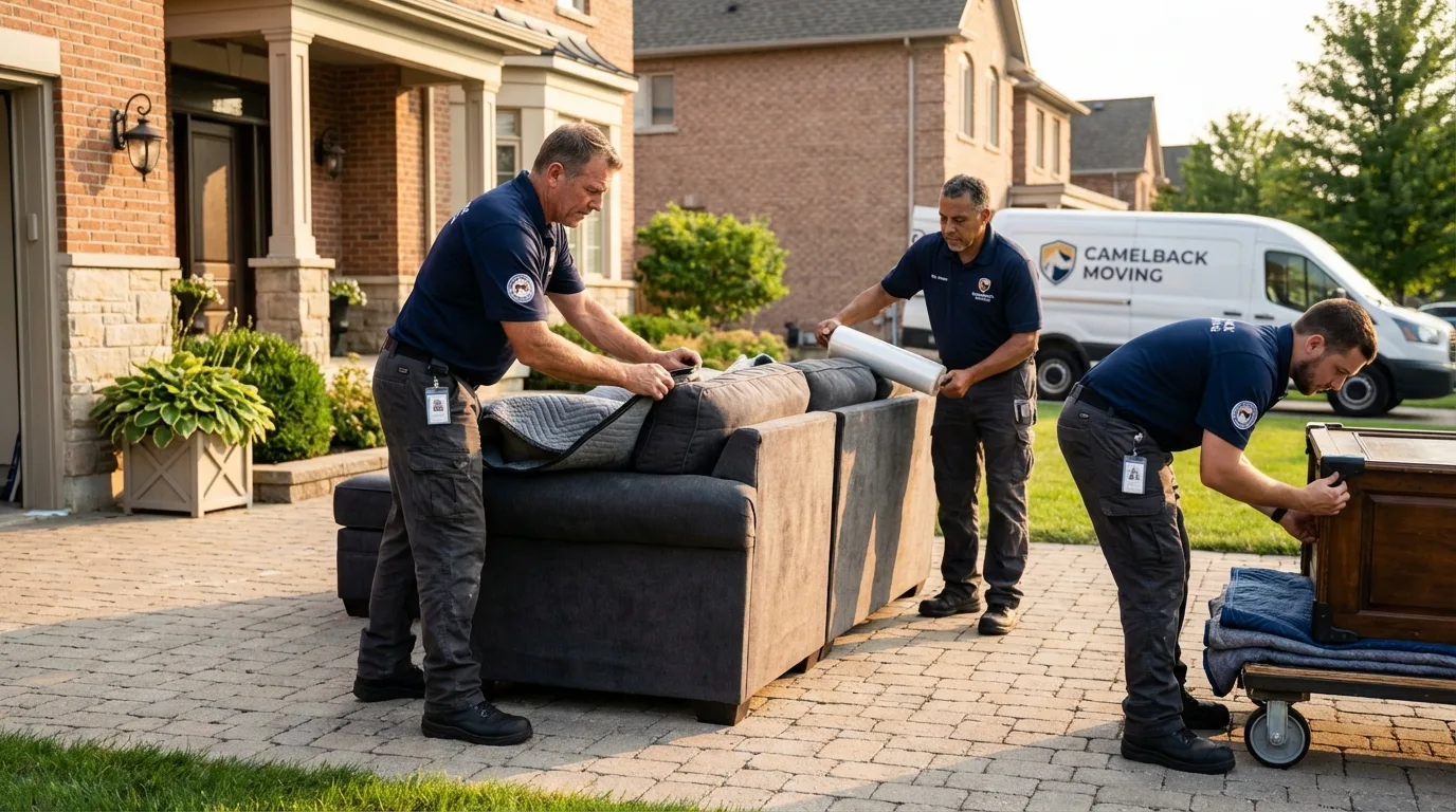 Large estate moving crew wrapping furniture in Great Bend, KS