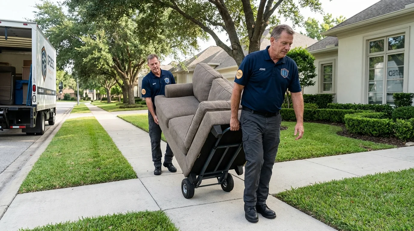 Local residential moving crew loading furniture in Great Bend, KS